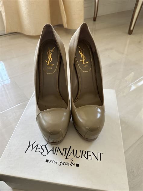 ysl tribtoo pump gold|Yves Saint Laurent Capped.